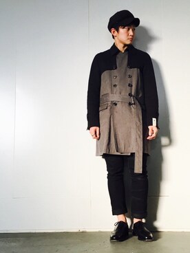 「SHAREEF（シャリーフ）のアイテム（トレンチコート）」を使った、kiriさん（メンズ・165cm）の冬コーディネート