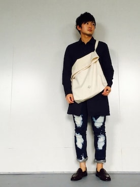 「ブリーチデニム」｜「アイテム（その他シューズ）」を使った、kiriさん（メンズ・165cm）の春コーディネート