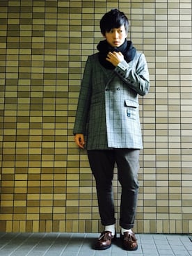「白靴下」｜「アイテム（ローファー）」を使った、kiriさん（メンズ・165cm）の冬コーディネート