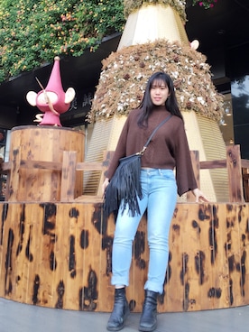 「アイテム（その他トップス、ブラウン系）」を使った、Yommi Chen🇹🇼さん（レディース・167cm）の冬コーディネート