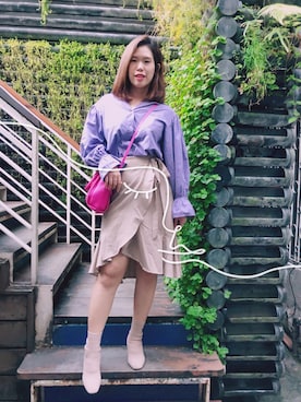 「COCO DEAL（ココディール）のアイテム（バッグ）」を使った、Yommi Chen🇹🇼さん（レディース・167cm）の冬コーディネート