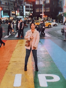 「no brand（ノーブランド）のアイテム（ムートンコート）」を使った、Yommi Chen🇹🇼さん（レディース・167cm）の冬コーディネート