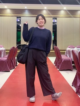「NET（ネット）のアイテム（スラックス）」を使った、Yommi Chen🇹🇼さん（レディース・167cm）の冬コーディネート