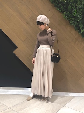 「リブニット」｜「アイテム（ハンチング/ベレー帽）」を使った、あやはむさん（レディース・149cm）の秋コーディネート
