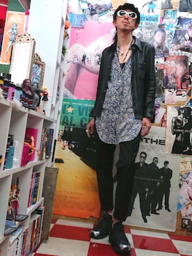 「革シャツ」｜みーやさん（メンズ・181cm）の春コーディネート