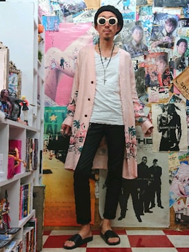 「RUDE GALLERY（ルードギャラリー）のアイテム（ノーカラージャケット）」を使った、みーやさん（メンズ・181cm）の夏コーディネート