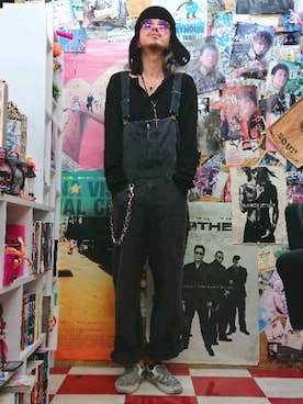 「カンゴール」｜「アイテム（オールインワン・サロペット）」を使った、みーやさん（メンズ・181cm）の秋コーディネート