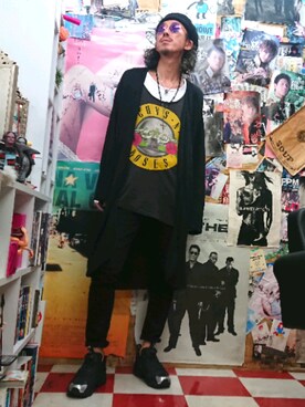 「RUDE GALLERY（ルードギャラリー）のアイテム（ノーカラージャケット）」を使った、みーやさん（メンズ・181cm）の秋コーディネート