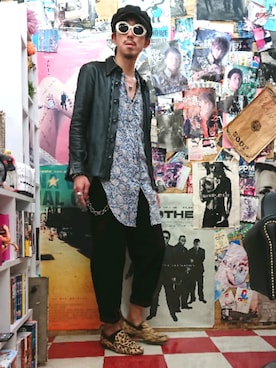 「革シャツ」｜みーやさん（メンズ・181cm）の冬コーディネート