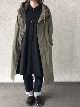 「古着」｜「アイテム（チュニック）」を使った、megさん（レディース・152cm）の冬コーディネート