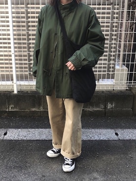 「BEAMS（ビームス）のアイテム（モッズコート）」を使った、megさん（レディース・152cm）の春コーディネート
