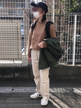 「BEAMS（ビームス）のアイテム（モッズコート）」を使った、megさん（レディース・152cm）の春コーディネート