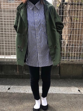 「BEAMS（ビームス）のアイテム（モッズコート）」を使った、megさん（レディース・152cm）の春コーディネート
