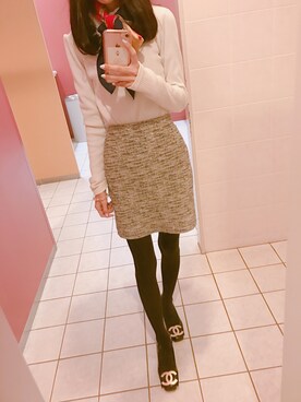「UNIQLO（ユニクロ）のアイテム（Knitwear、ホワイト系）」を使った、ゆきさん（レディース・154cm）の冬コーディネート