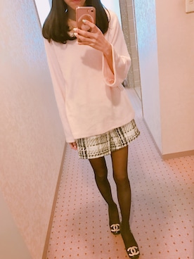 「UNITED ARROWS（ユナイテッドアローズ）のアイテム（T Shirts、ピンク系）」を使った、ゆきさん（レディース・154cm）の冬コーディネート