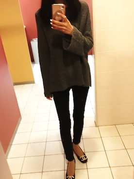 「GAP（ギャップ）のアイテム（Denim pants、ブラック系）」を使った、ゆきさん（レディース・154cm）の冬コーディネート