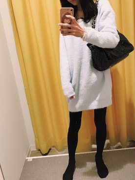 「rienda（リエンダ）のアイテム（One piece dress、ブルー系）」を使った、ゆきさん（レディース・154cm）の冬コーディネート