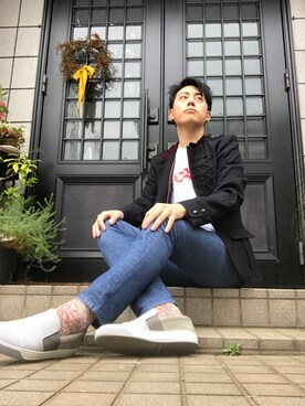 「LouisVuitton」｜「アイテム（スリッポン）」を使った、ゔゃーさん（メンズ・174cm）の秋コーディネート