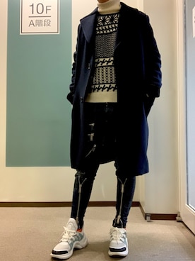 「LouisVuitton」｜「アイテム（チェスターコート）」を使った、ゔゃーさん（メンズ・174cm）の冬コーディネート