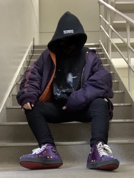 「vetements」｜「アイテム（MA-1）」を使った、ゔゃーさん（メンズ・174cm）の冬コーディネート
