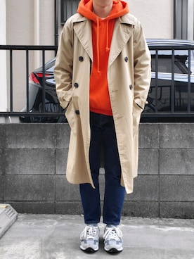 「MHL.（エムエイチエル）のアイテム（ステンカラーコート）」を使った、takahiroさん（メンズ・163cm）の冬コーディネート