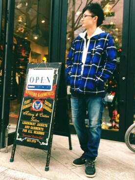 「TYPE BLUE（タイプブルー）のアイテム（デニムパンツ）」を使った、kazuさん（メンズ・180cm）の冬コーディネート