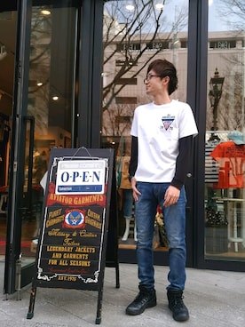 「TYPE BLUE（タイプブルー）のアイテム（パンツ）」を使った、kazuさん（メンズ・180cm）の春コーディネート