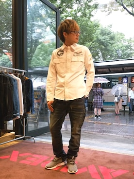 「TYPE BLUE（タイプブルー）のアイテム（パンツ）」を使った、kazuさん（メンズ・180cm）の夏コーディネート