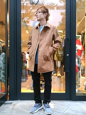 「AVIREX（アヴィレックス）のアイテム（ステンカラーコート）」を使った、kazuさん（メンズ・180cm）の秋コーディネート