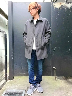 「AVIREX（アヴィレックス）のアイテム（ステンカラーコート）」を使った、kazuさん（メンズ・180cm）の秋コーディネート
