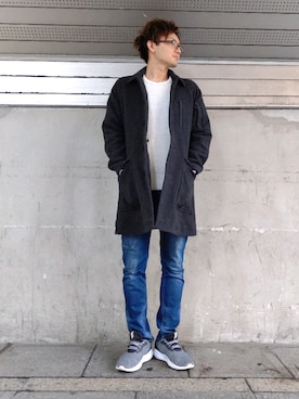 「AVIREX（アヴィレックス）のアイテム（ステンカラーコート）」を使った、kazuさん（メンズ・180cm）の秋コーディネート