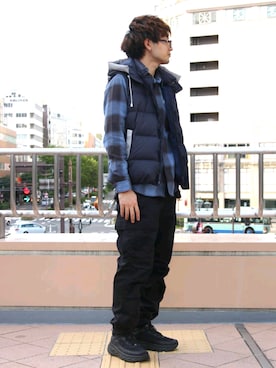 「AVIREX（アヴィレックス）のアイテム（ダウンジャケット/コート）」を使った、kazuさん（メンズ・180cm）の秋コーディネート