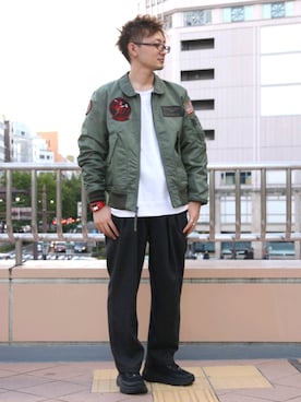 「スタッフセンバツ」｜「アイテム（MA-1）」を使った、kazuさん（メンズ・180cm）の秋コーディネート