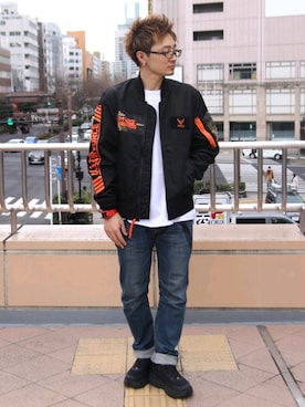 「スタッフセンバツ」｜「アイテム（MA-1）」を使った、kazuさん（メンズ・180cm）の冬コーディネート