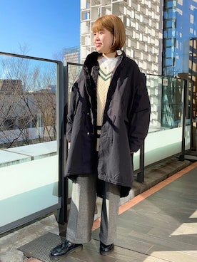 「みりたりー」｜「アイテム（スラックス）」を使った、coen ゆみさん（レディース・160cm）の冬コーディネート