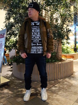 「DIESEL（ディーゼル）のアイテム（MA-1）」を使った、とっくんさん（メンズ・170cm）の冬コーディネート