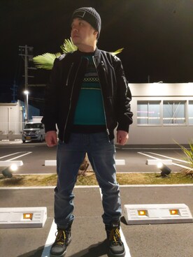 「DIESEL（ディーゼル）のアイテム（その他アウター）」を使った、とっくんさん（メンズ・170cm）の冬コーディネート
