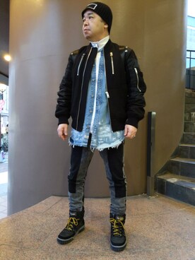 「DIESEL（ディーゼル）のアイテム（その他アウター）」を使った、とっくんさん（メンズ・170cm）の冬コーディネート