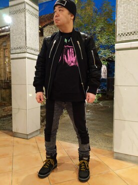 「DIESEL（ディーゼル）のアイテム（その他アウター）」を使った、とっくんさん（メンズ・170cm）の冬コーディネート