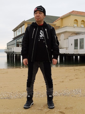 「DIESEL（ディーゼル）のアイテム（その他アウター）」を使った、とっくんさん（メンズ・170cm）の冬コーディネート