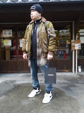 「DIESEL（ディーゼル）のアイテム（その他アウター）」を使った、とっくんさん（メンズ・170cm）の冬コーディネート