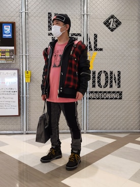 「DIESEL（ディーゼル）のアイテム（ライダースジャケット）」を使った、とっくんさん（メンズ・170cm）の冬コーディネート
