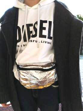 「DIESEL（ディーゼル）のアイテム（その他アウター）」を使った、とっくんさん（レディース・158cm）の冬コーディネート
