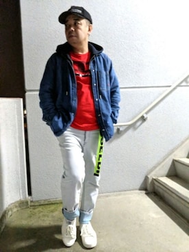 「DIESEL（ディーゼル）のアイテム（Tシャツ/カットソー）」を使った、とっくんさん（メンズ・170cm）の春コーディネート