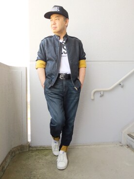 「ストリートカジュアル」｜「アイテム（デニムジャケット）」を使った、とっくんさん（メンズ・170cm）の春コーディネート