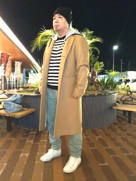 「DIESEL（ディーゼル）のアイテム（チェスターコート）」を使った、とっくんさん（メンズ・170cm）の冬コーディネート