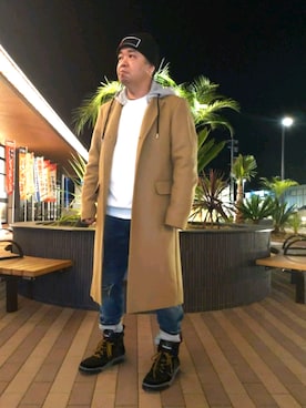 「DIESEL（ディーゼル）のアイテム（チェスターコート）」を使った、とっくんさん（メンズ・170cm）の冬コーディネート