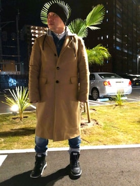 「DIESEL（ディーゼル）のアイテム（トレンチコート）」を使った、とっくんさん（メンズ・170cm）の秋コーディネート
