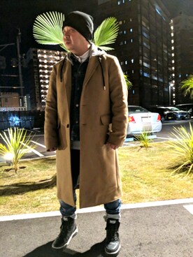 「DIESEL（ディーゼル）のアイテム（トレンチコート）」を使った、とっくんさん（メンズ・170cm）の秋コーディネート