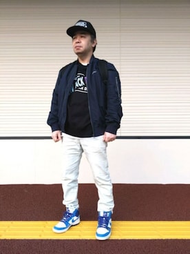 「ストリートカジュアル」｜「アイテム（MA-1）」を使った、とっくんさん（メンズ・170cm）の冬コーディネート